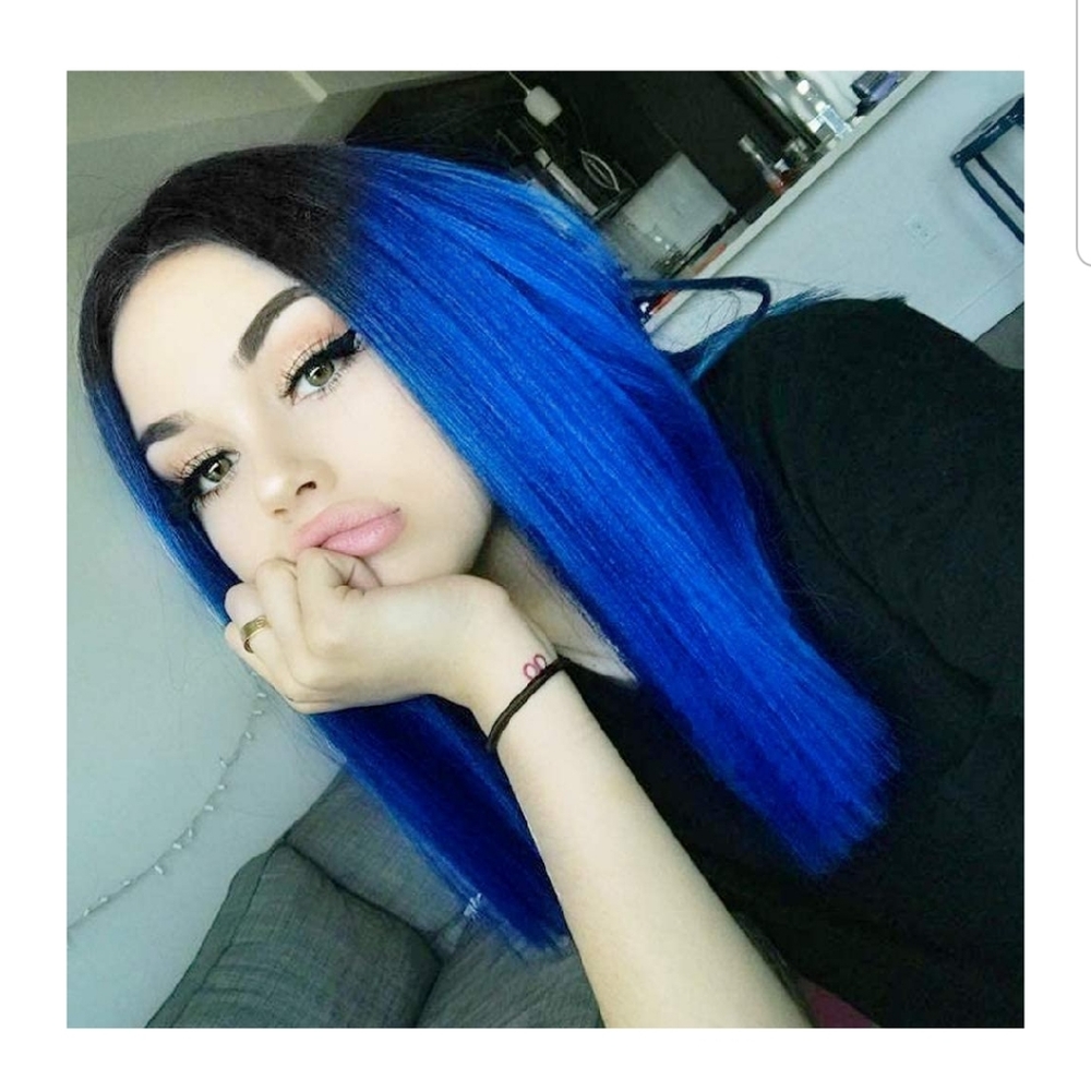Ombre Saphire Blue Full Wig